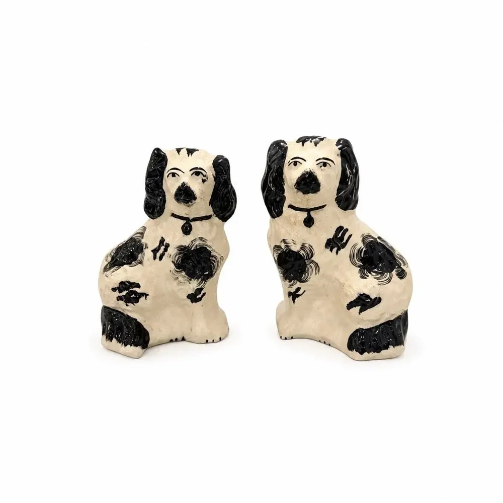 Possible Antique Victorian Staffordshire Spaniel Mantel Dogs Pair 6